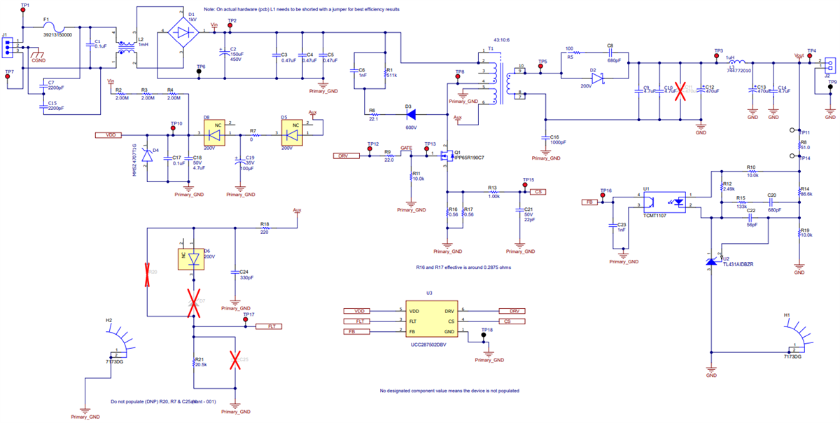 Schematic - Texas Instruments UCC28750EVM Evaluation Module